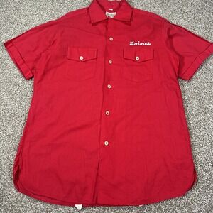 60s Loop Collar Jaycees Stenciled Mark Twain Union Made Shirt Medium 22X31 Red